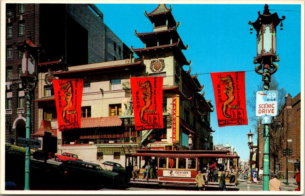 Grant Avenue The Heart of San Francisco Chinatown CA Vintage Postcard SP6-18
